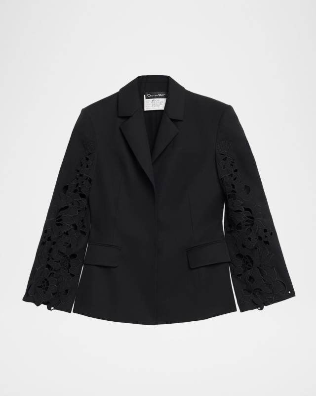 Botanical Guipure Single-Breasted Tailored Jacket